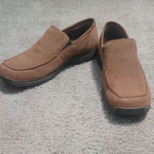 Earth Shoe tan leather Clayton casual loafers Sz 12 EUC worn once